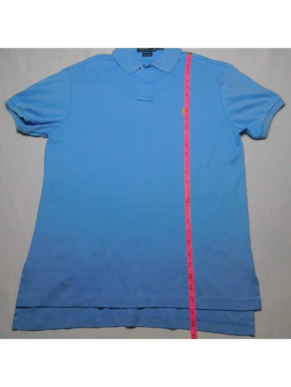 Polo Ralph Lauren Shirt Mens Medium M Blue Custom Fit Yellow Pony Cotton Polo